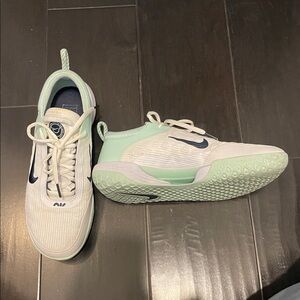 Women's Nike Zoom Court NXT HC Tennis Sneaker - White and Teal